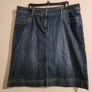 Boden Denim A-Line Jean Skirt - Size 14L Knee Length W/ Pockets!